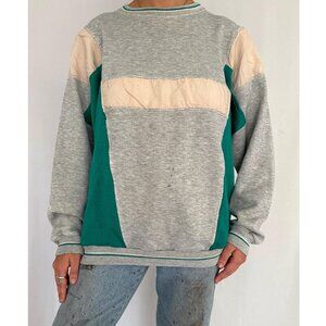 80s vintage multicolor colorblock retro graphic cozy distressed pullover sweater